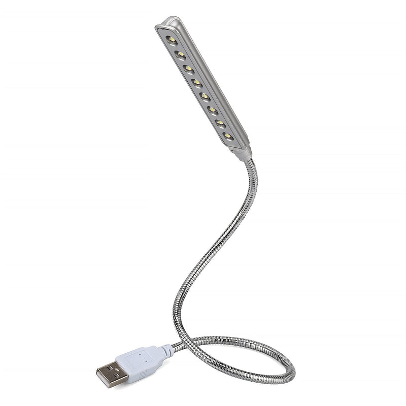 USB LED Light - 8 Super Bright LED Reading Lamp - No Batteries Needed - PC & Mac Compatible (ULT05 Silver)