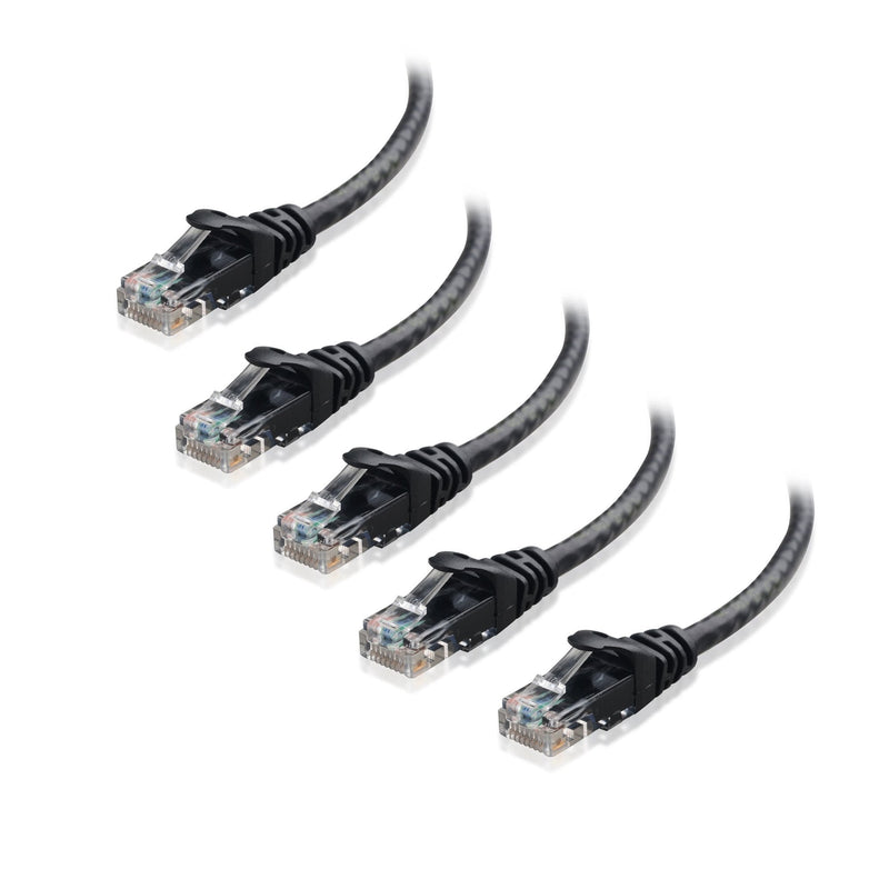 [AUSTRALIA] - Cable Matters 5-Pack Snagless Short Cat6 Ethernet Cable (Cat6 Cable, Cat 6 Cable) in Black 3 ft 
