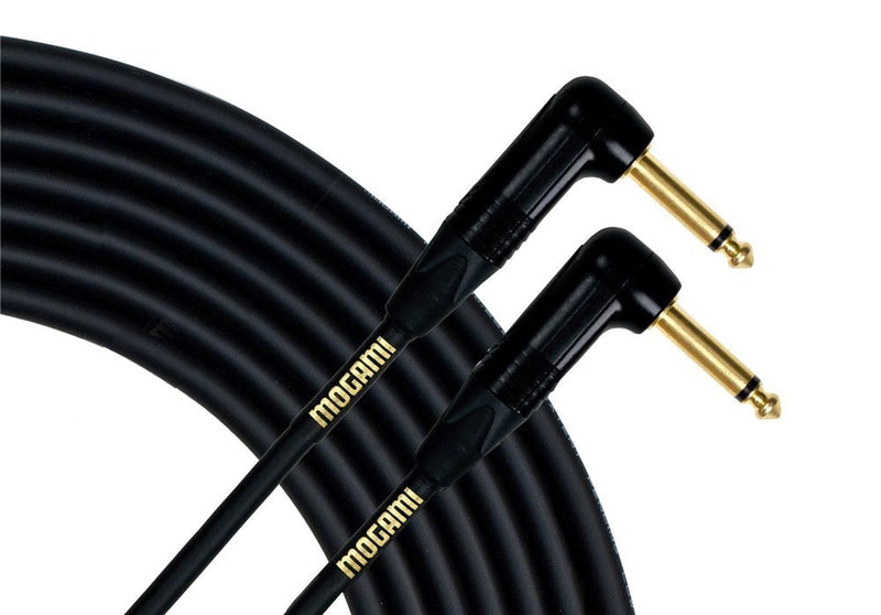 Mogami Gold INSTRUMENT-02RR Guitar Pedal Effects Instrument Cable, 1/4" TS Male Plugs, Gold Contacts, Right Angle Connectors, 2 Foot