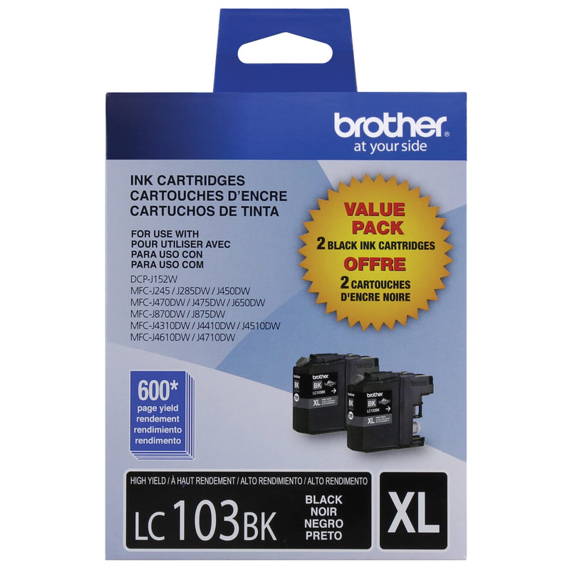 Brother LC1032PKS Printer High Yield Cartridge Ink Black (2-Pack) Cartridges