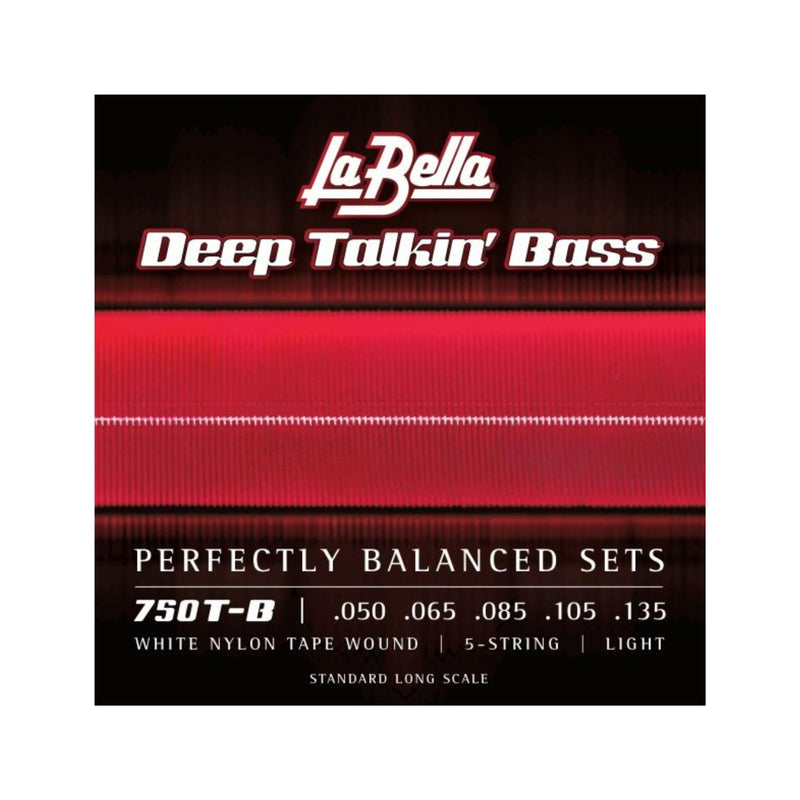 La Bella 750T-B Deep Talkin Brass White Nylon Tape Wound 5-String Light Standard Long Scale 50-135