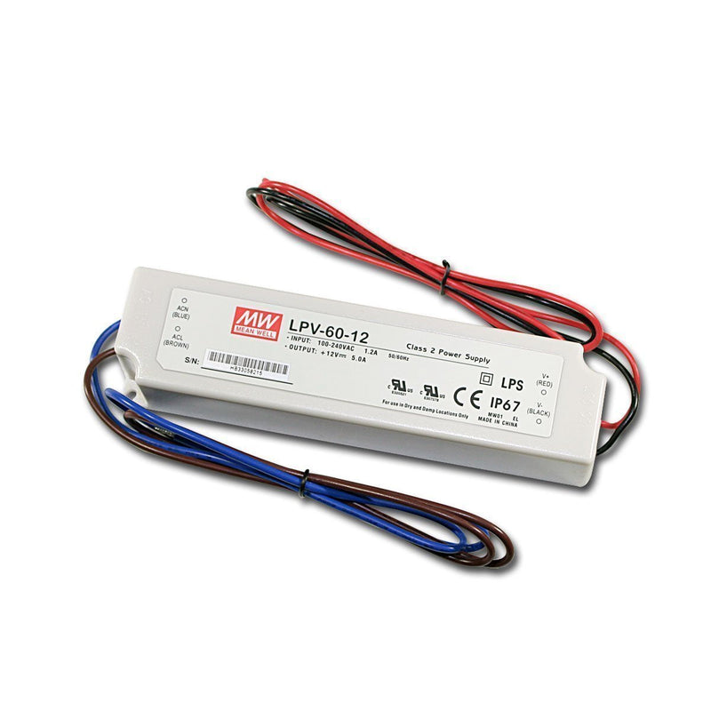 MeanWell LPV-60-12 Sealed Panel Mount LPV Series AC-DC 12-Volt 5-Amp Power Supply with LED Driver
