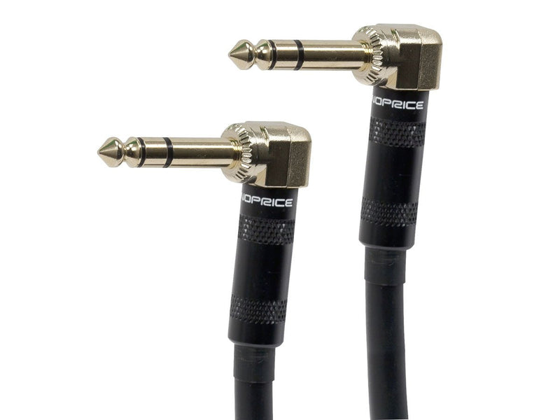 [AUSTRALIA] - Monoprice 1/4-Inch TRS Male to 1/4-Inch TRS Male Guitar Pedal Patch Cable - 8 Inch - Black, Right Angle Connectors - Premier Series Cable Cord 