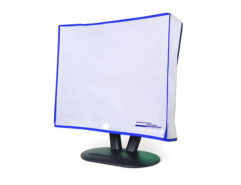 Computer Monitor dust Cover for Flat Panel LCD-Silky Smooth Anti-Static Vinyl with Blue Trim (22W x16H x3D) 22W x16H x3D