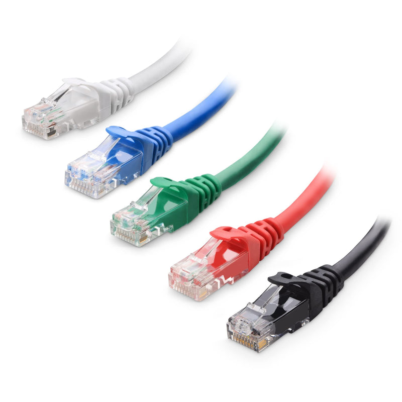 Cable Matters 10Gbps 5-Color Combo Snagless Short Cat 6 Ethernet Cable 3 ft (Cat 6 Cable, Cat6 Cable, Internet Cable, Network Cable) 3 Feet