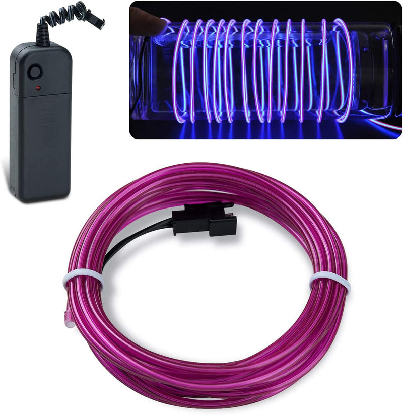 lychee EL Wire Neon Glowing Strobing Electroluminescent Light El Wire w/Battery Pack for Parties, Halloween Decoration (Purple, 9ft) Purple