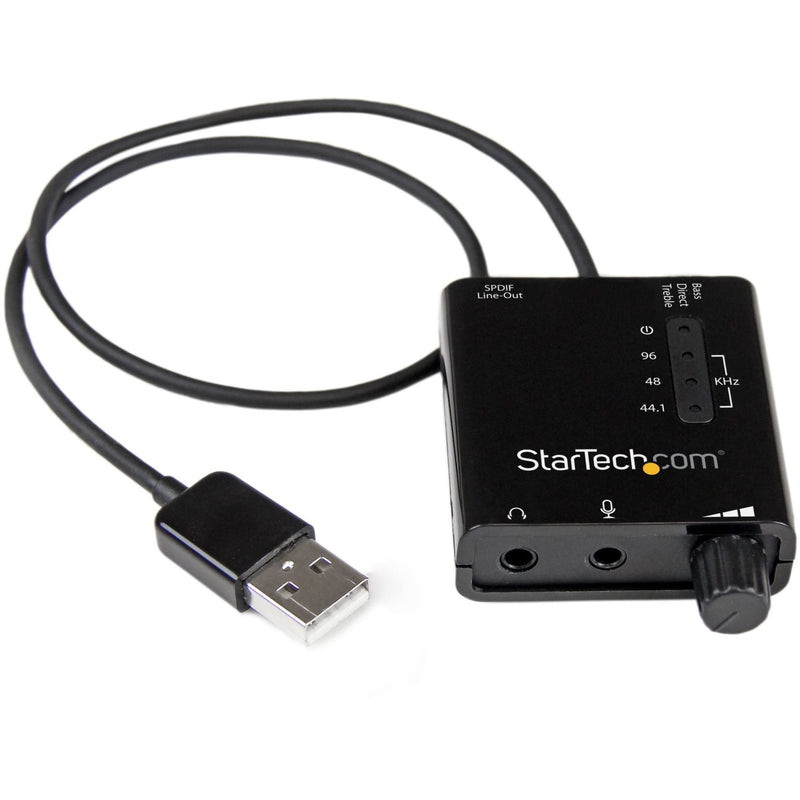 StarTech.com USB Sound Card w/ SPDIF Digital Audio & Stereo Mic – External Sound Card for Laptop or PC – SPDIF Output (ICUSBAUDIO2D),Black 0.6" x 1.8" | With SPDIF Digital Audio & Stereo Mic, External Sound Card for Laptop or PC 0.6" x 1.8"