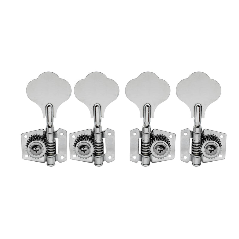 Musiclily 2+2 Vintage Open Geared Bass Tuners Machine Head Tuning Keys Pegs Set for Jazz Precision P Bass Replacement, Chrome