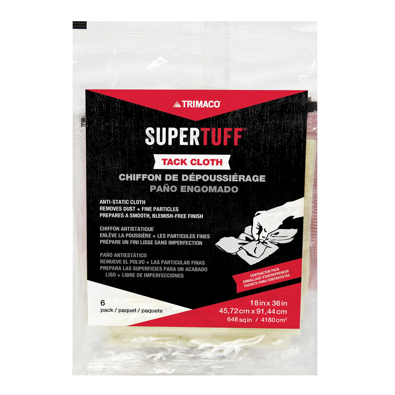 Trimaco SuperTuff Tack Cloth, 18-inch x 36-inch, 6 Count, Tan