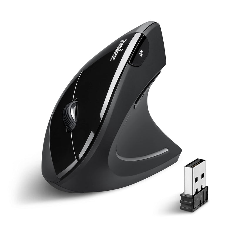 Perixx PERIMICE-713 Wireless Ergonomic Vertical Mouse - 800/1200/1600 DPI - Right Handed - Recommended with RSI User Black