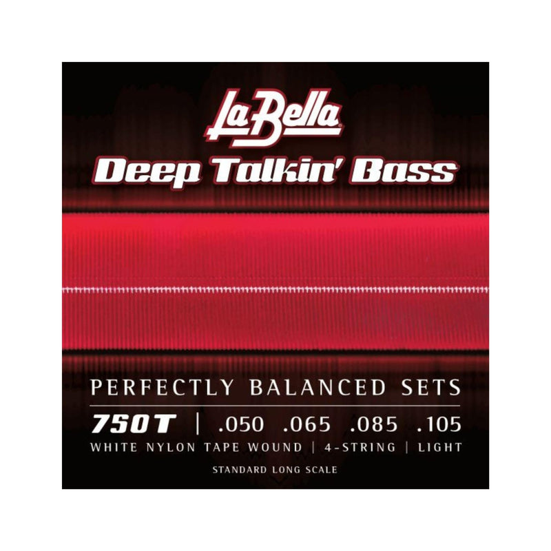 La Bella 750T Deep Talkin Brass White Nylon Tape Wound 4- String Light Standard Long Scale 50-105