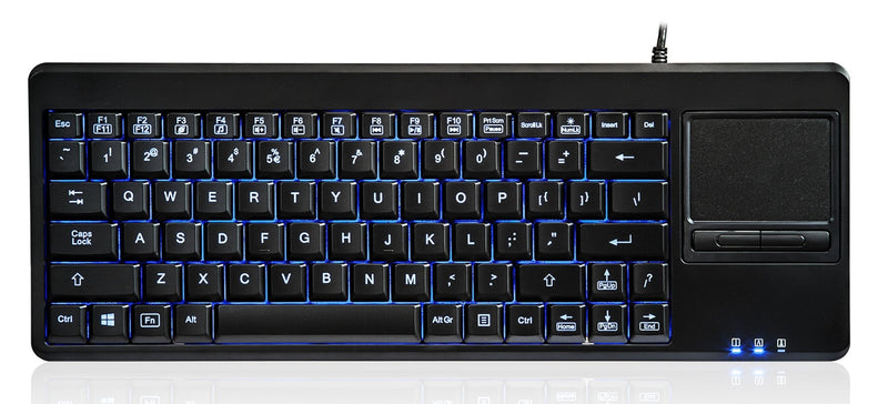 Perixx PERIBOARD-315H, Wired USB Backlit Keyboard with Touchpad and 2 USB Ports, Black (10917)