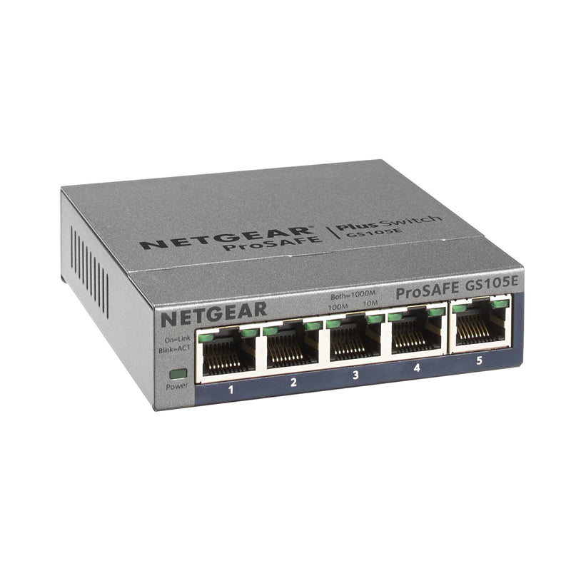 NETGEAR 5-Port Gigabit Ethernet Easy Smart Managed Switch (GS105Ev2) | Desktop or Wall Mount