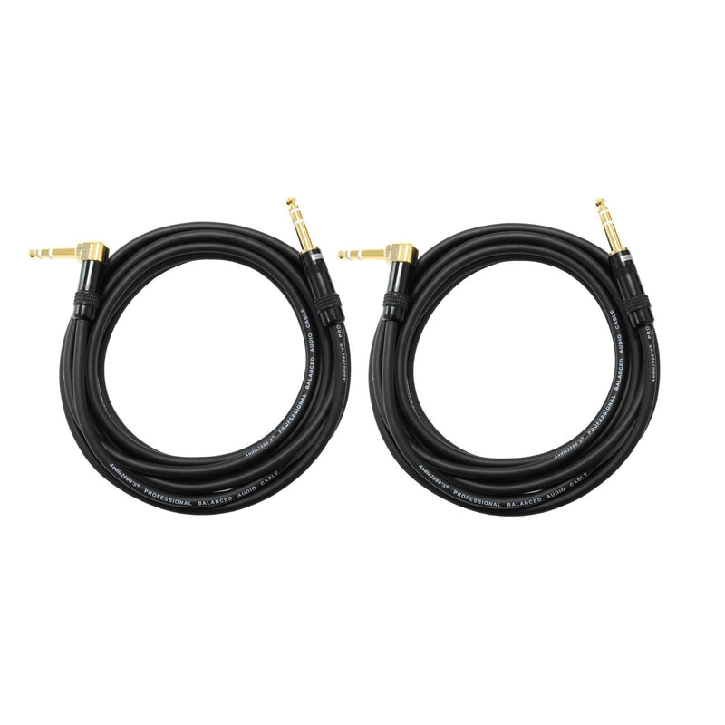 [AUSTRALIA] - Audio2000's C26025P2 25 Ft 1/4" TRS Right Angle to 1/4" TRS Cable (2 Pack) 