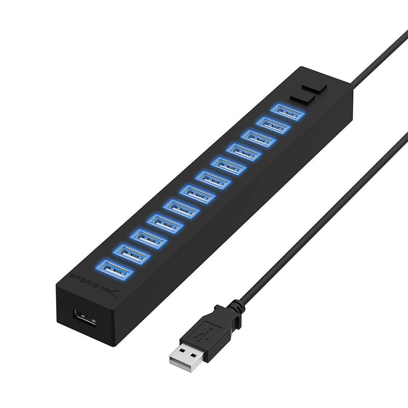 SABRENT 13 Port High Speed USB 2.0 Hub with Power Adapter and 2 Control Switches (HB-U14P) 13-Port