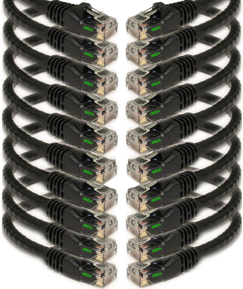 iMBAPrice 1' Cat5e Network Ethernet Patch Cable, 10 Pack, Black (IMBA-CAT5-01BK-10PK) 1 Feet