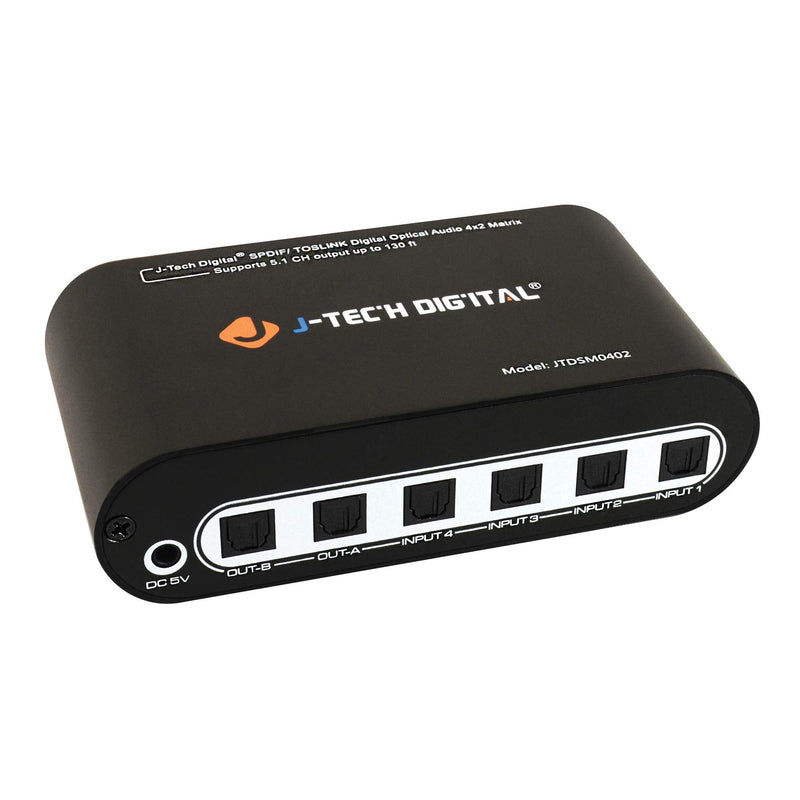 [AUSTRALIA] - J-Tech Digital Premium Quality SPDIF TOSLINK Digital Optical Audio 4x2 Matrix (4 Inputs 2 Outputs) 