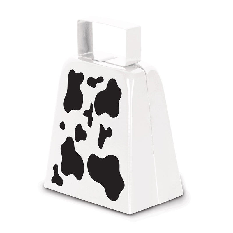 Beistle Novelty Metal Farm Animal Theme Birthday Party Western Favors, Cow Print Cowbell, White/Black 0