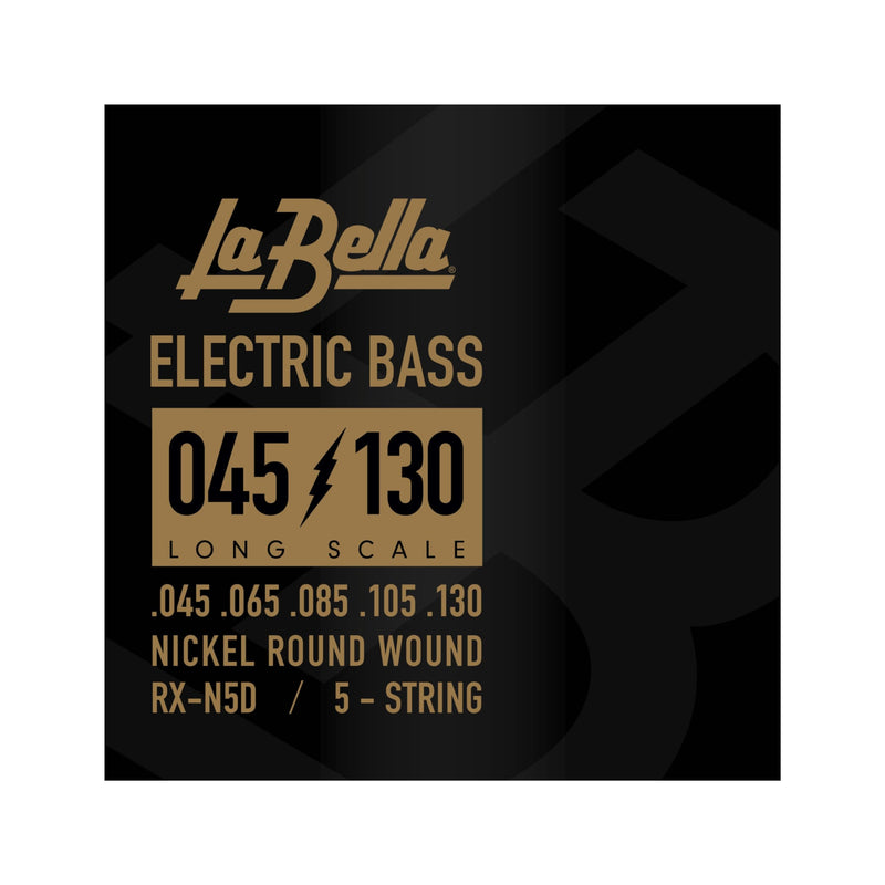 La Bella RX-N5D Long Scale Nickel Round Wound 5-String Electric Bass 45-130 RX-N5D Rx Nickel, 45-65-85-105-130