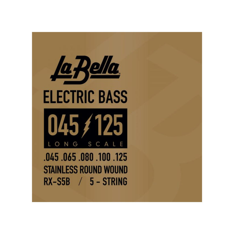 La Bella RX-S5B Long Scale Stainless Round Wound 5- String ELectric Bass 45-125 RX-S5B Rx Stainless , 45-65-80-100-125