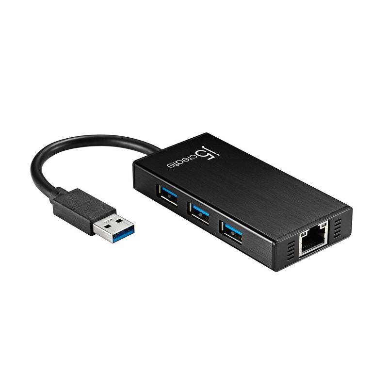 j5create USB 3.0 Multi-Adapter Hub- 3X USB 3.0 SuperSpeed Ports, Gigabit RJ45 Ethernet, Compatible with Windows and MacOS