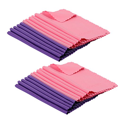 20-Pack Microfiber Cleaning Cloths for Smart Phone, Laptop, Tablets, Lenses, LCD Monitor, TV, Camera, Eyeglasses, Optics Etc (Purple + Pink)