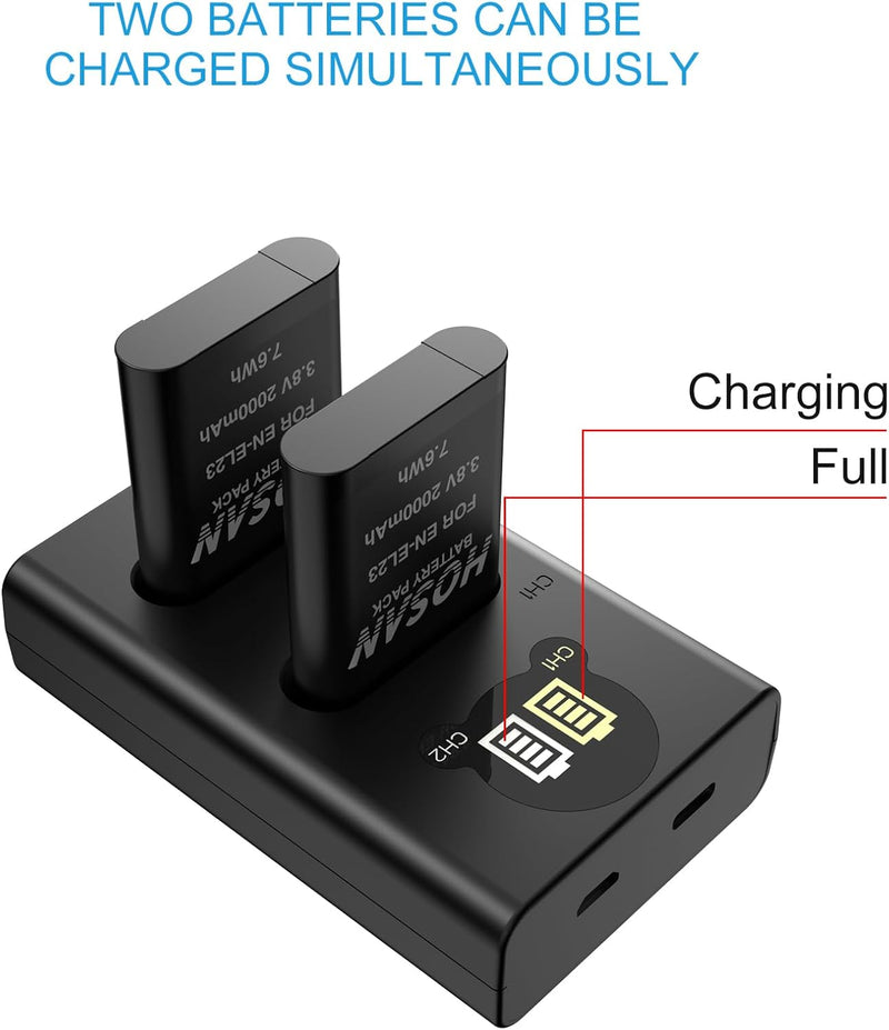 [AUSTRALIA] - BM Premium 2 Pack of EN-EL23 Batteries and Battery Charger for Nikon Coolpix B700, P900, P600, P610, S810c Digital Camera 