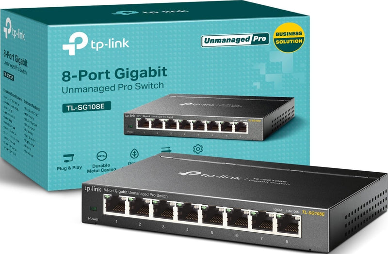 TP-Link 8 Port Gigabit Switch | Easy Smart Managed | Plug & Play | Desktop/Wall-Mount | Sturdy Metal w/ Shielded Ports | Support QoS, Vlan, IGMP and LAG (TL-SG108E) | Plug & Play, Desktop/Wall Mount, Sturdy Metal w/Shielded Ports, Support QoS, VLAN, IG...