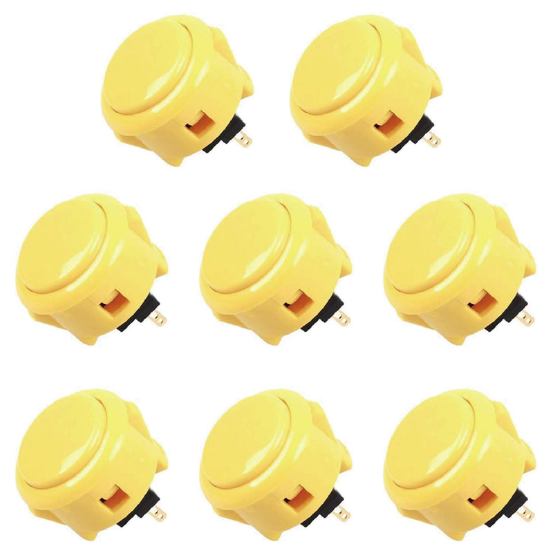 Sanwa 8 pcs OBSF-30 Original Push Button 30mm - for Arcade Jamma Video Game & Arcade Joystick Games Console (Yellow) S@NWA Yellow