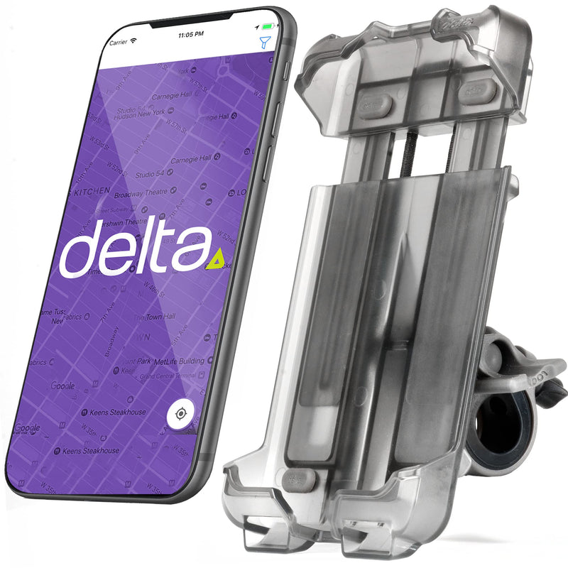 Bicycle Phone Mount By Delta Cycle - Lockable Bike Phone Mount Handlebar Adjusts To Any Size Bar - Fits Any Phone Or IPhone Up To 3.5" x 7.8" - Easily Accessible Bike Phone Holder