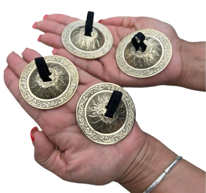 DharmaObjects Belly Dancing - Pro Finger Zills or Cymbals 2 Pair/4pcs Gold 6cm