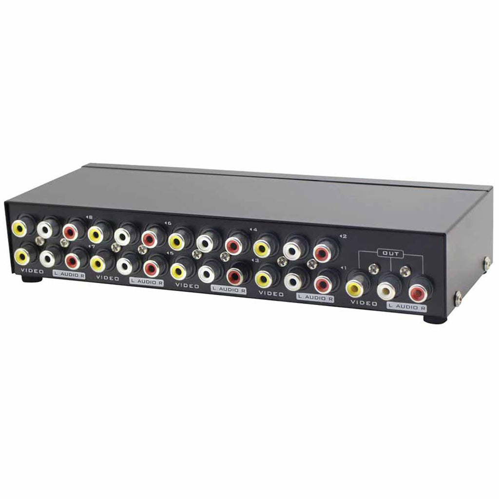 Panlong 8-Way AV Switch RCA Switcher 8 in 1 Out Composite Video L/R Audio Selector Box for DVD STB Game Consoles