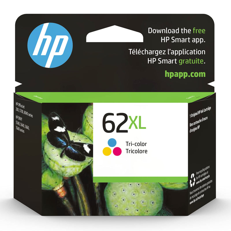 [AUSTRALIA] - HP 62XL Tri-color High-yield Ink | Works with HP ENVY 5540, 5640, 5660, 7640 Series, HP OfficeJet 5740, 8040 Series, HP OfficeJet Mobile 200, 250 Series | Eligible for Instant Ink | C2P07AN 