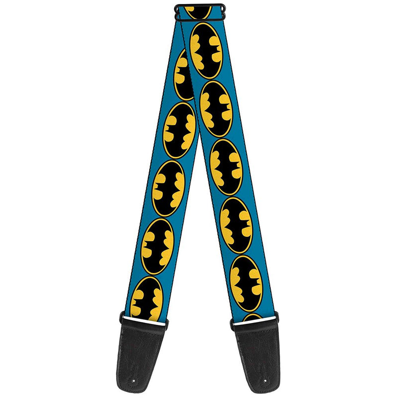 Buckle-Down Guitar Strap - Bat Signal-3 Blue/Black/Yellow - 2" Wide - 29-54" Length