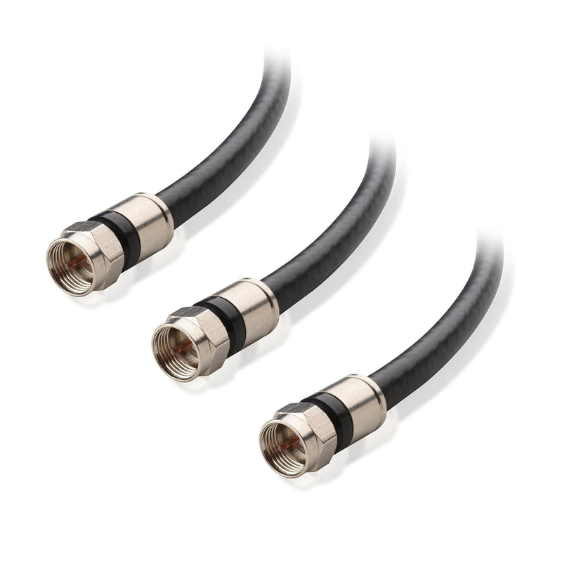 [AUSTRALIA] - Cable Matters 3-Pack CL2 in-Wall Rated (CM) Quad Shielded Coaxial Cable 3 ft (RG6 Cable, Coax Cable) in Black 