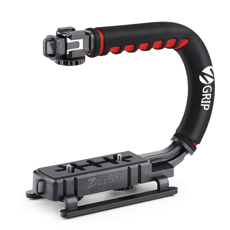 Zeadio Video Action Stabilizing Handle Grip Handheld Stabilizer with Hot-Shoe Mount for Canon Nikon Sony Panasonic Pentax Olympus DSLR Camera Camcorder Single Handed