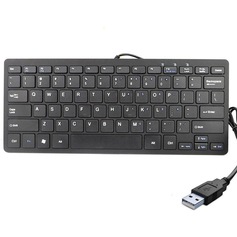 iKKEGOL USB Mini Slim Wired 78 Key Small Super Thin Compact Keyboard for Desktop Laptop PC Win 7 Mac (Black) Black