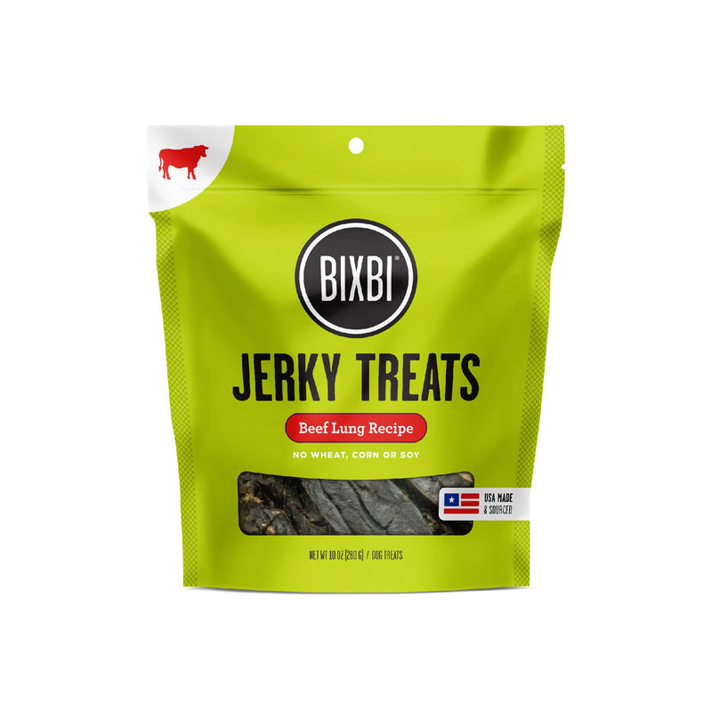 [AUSTRALIA] - BIXBI Jerky Dog Treats, Original Beef Lung, 10 oz - USA Made Grain Free Dog Treats - High in Protein, Whole Food Nutrition, No Fillers 10 Count (Pack of 1) 