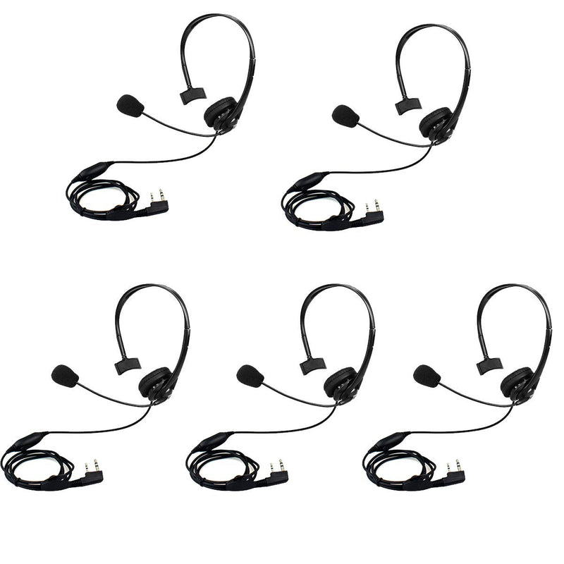 [AUSTRALIA] - Retevis Overhead Walkie Talkie Headset with Boom Mic, 2 Pin, for RT22 RT68 RT21 H-777 RT86 RT19 RB26 RB45, Compatible with Kenwood Arcshell Walkie-Talkie, Two Way Radio Headset(5 Pack) 