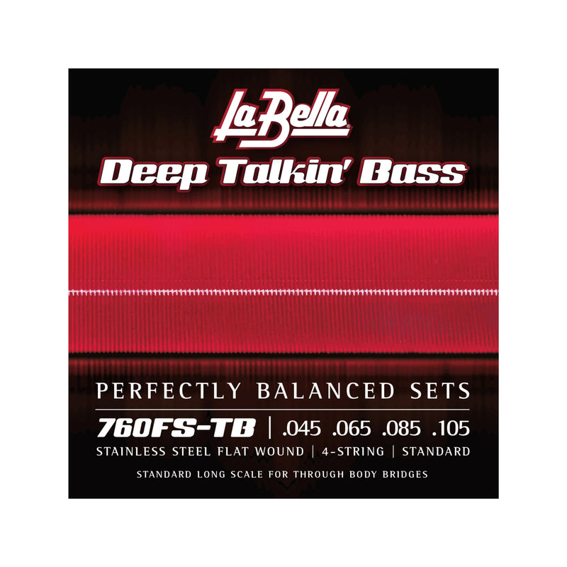 La Bella 760FS-TB Deep Talkin' Bass Stainless Steel Flat Wound- Standard Long Scale Through Body Bass Guitar String 45-105