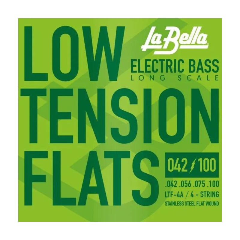 La Bella LTF-4A Low Tension Flats Long Scale Stainless Steel Flat Wound 4- String Electric Bass 42-100 Long Scale 42-100