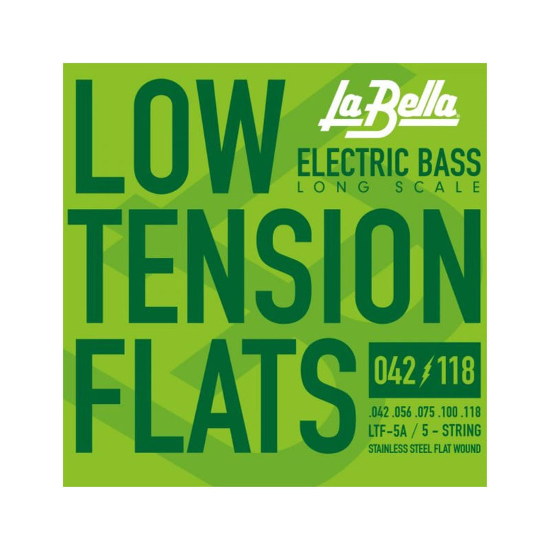 [AUSTRALIA] - La Bella LTF-5A Low Tension Flats Long Scale Stainless Steel Flat Wound Electric Bass String 42-118 Long Scale - 42-118 