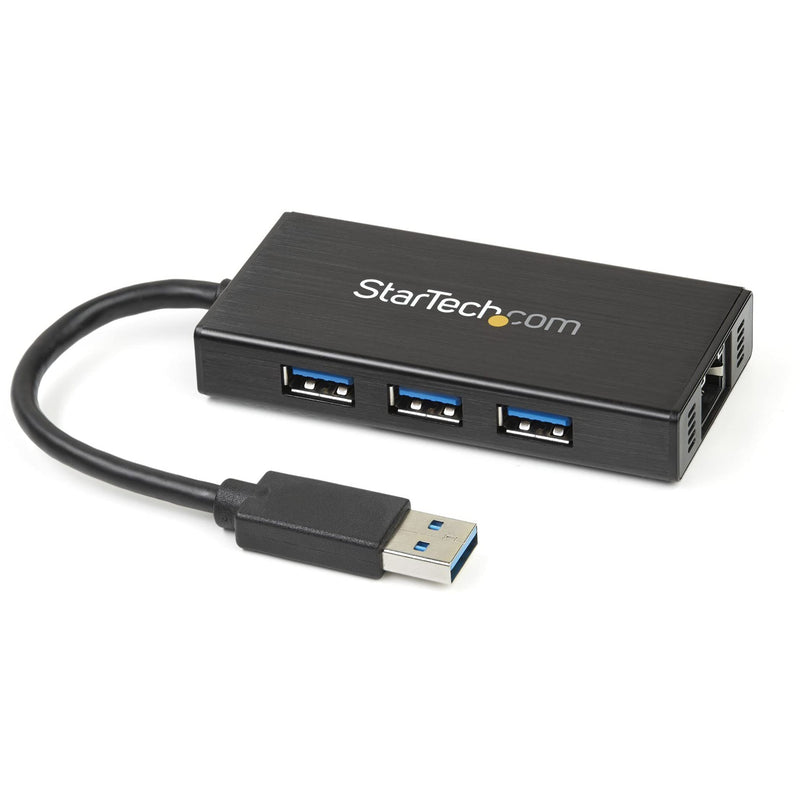 StarTech.com USB 3.0 Hub with Gigabit Ethernet Adapter - 3 Port - NIC - USB Network / LAN Adapter - Windows & Mac Compatible (ST3300GU3B) Black w/ 3 USB Ports