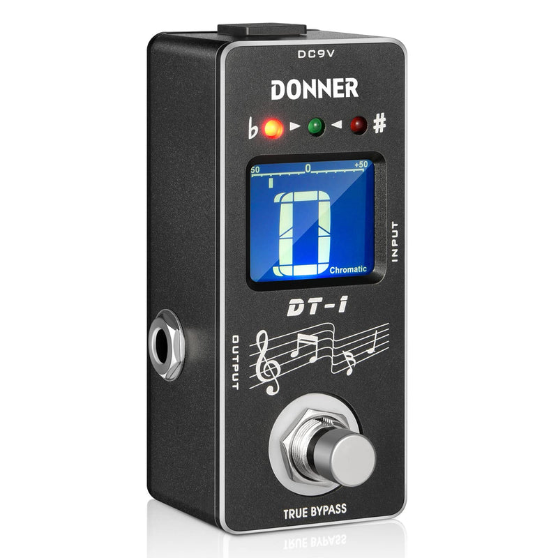 Donner Tuner Pedal, Dt-1 Chromatic Guitar Tuner Pedal with Pitch Indicator for Electric Guitar and Bass True Bypass Black Tuner