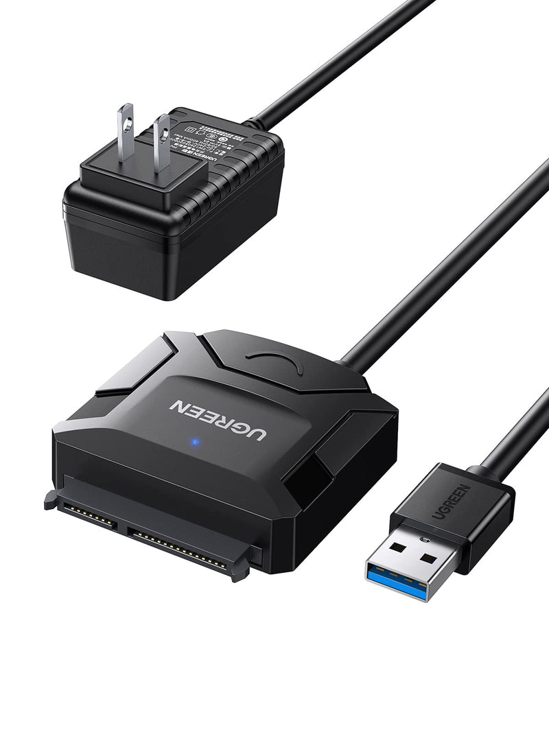 UGREEN SATA to USB 3.0 Adapter Cable for 3.5 2.5 Inch SSD HDD SATA III Hard Drive Disk Converter Support UASP Compatible with Samsung Seagate WD Hitachi Toshiba with 12V Power Adapter