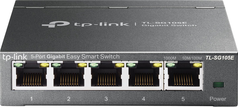 TP-Link 5-Port Gigabit Ethernet Easy Smart Switch| Plug and Play | Desktop | Sturdy Metal w/Shielded Ports | Limited Lifetime Replacement (TL-SG105E), Black… | Plug and Play, Desktop, Sturdy Metal w/Shielded Ports, Limited Lifetime Replacement, Black
