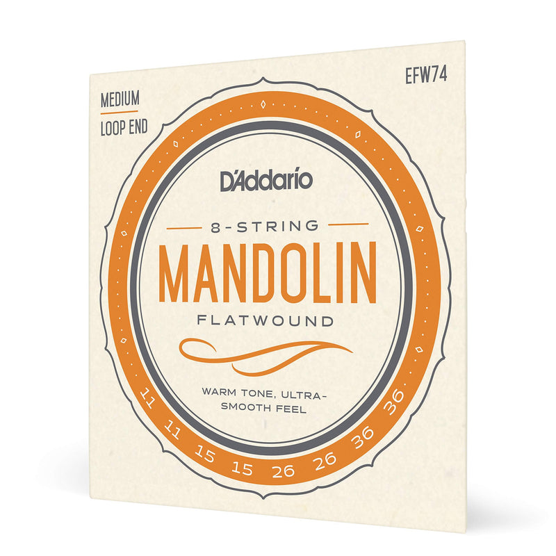 [AUSTRALIA] - D'Addario EFW74 Phosphor Bronze Flatwound Mandolin Strings, Medium, 11-36 