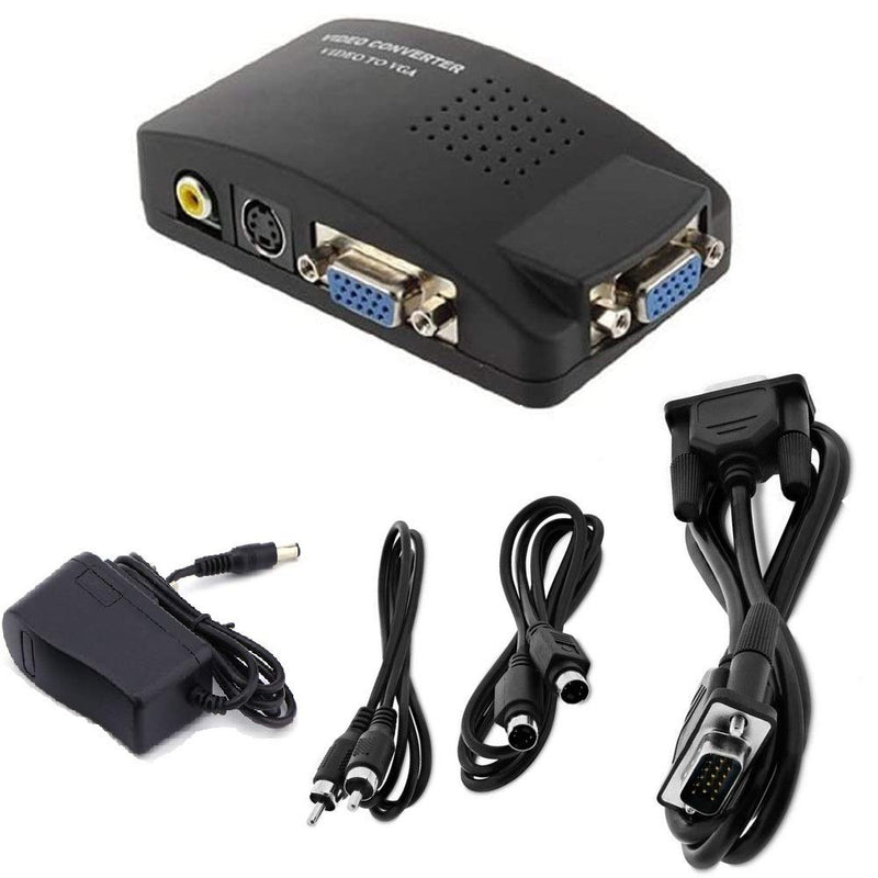 SOUTHSKY Video Converter , Composite RCA AV to VGA, S Video to VGA,VGA to VGA, Adapter Box,Compatible with TV,PC,Monitor,Laptop,DVD,CCTV Camera