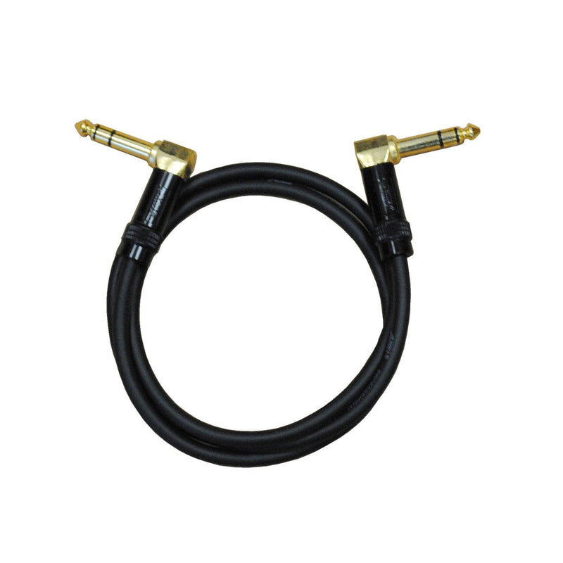 Audio 2000s E25103 1/4" TRS Right Angle to 1/4" TRS Right Angle 3 Feet Cable
