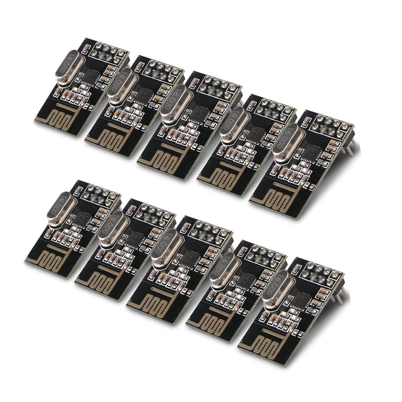 MakerFocus nRF24L01+ Wireless Transceiver Module 10pcs | RF Transceiver Module, 2.4GHz ISM Band, Onboard Antenna for Arduino, DIY Remote Control, IoT Wireless Projects